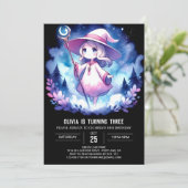 Printable Magic Wizard Birthday Einladung (Stehend Vorderseite)