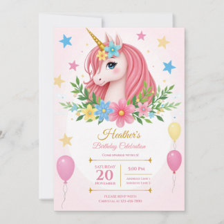 Printable Magical Unicorn Einladungen zum Geburtst