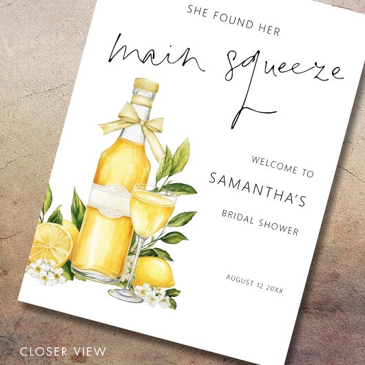 Printable Main Squeeze Lemon Welcome Brautparty Poster