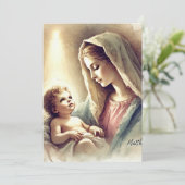 Printable Mary & Baby Jesus Nativbook Einladung (Stehend Vorderseite)