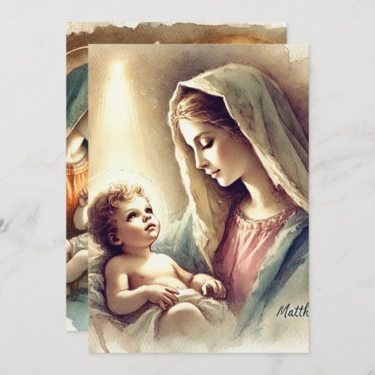 Printable Mary & Baby Jesus Nativbook Einladung (Vorne/Hinten)