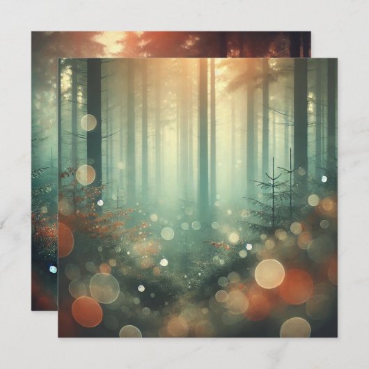 Printable Misty Autumnal Forest Bokeh Scrapbook Einladung (Vorne/Hinten)