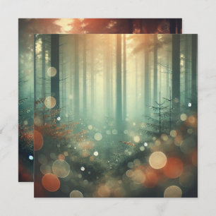Printable Misty Autumnal Forest Bokeh Scrapbook Einladung