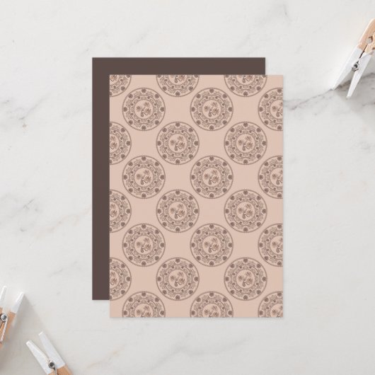 Printable Mocha Rokoko Revival Polka Dot Mandala Einladung (Vorderseite/Rückseite Beispiel)