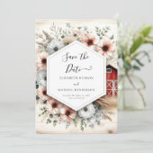 Printable Modern Barnyard Wedding Save The Date (Stehend Vorderseite)