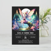 Printable Modern Fairy Birthday Einladung (Stehend Vorderseite)