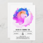 Printable Modern Lion Birthday Einladung (Vorne/Hinten)