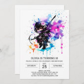 Printable Modern Ninja Girl Birthday Einladung (Vorne/Hinten)