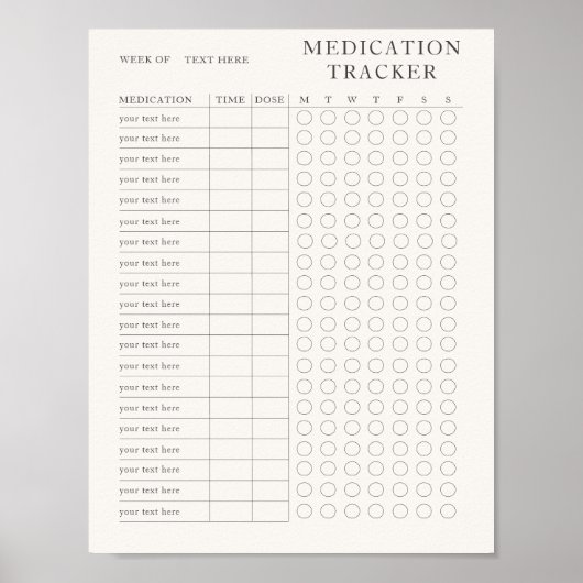 Printable Modern Weekly medicly tracker Poster (Vorne)