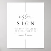 Printable moderne Minimal-Script-Hochzeitszeichen Poster (Vorne)