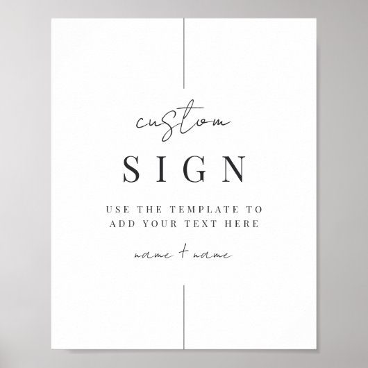 Printable moderne Minimal-Script-Hochzeitszeichen Poster (Vorne)