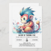 Printable Monkey Birthday Einladung (Vorne/Hinten)