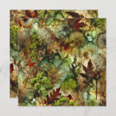Printable Mossy Fall Forest Alcohol Ink Scrapbook Einladung (Vorne/Hinten)
