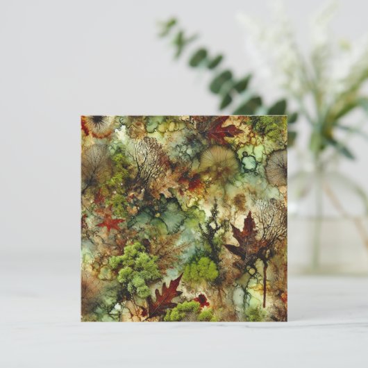 Printable Mossy Fall Forest Alcohol Ink Scrapbook Einladung (Stehend Vorderseite)