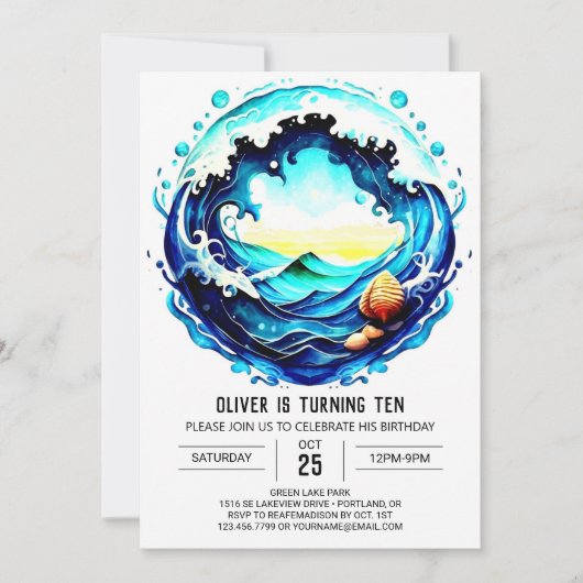 Printable Nautic Birthday Einladung (Vorderseite)
