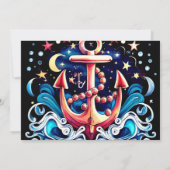 Printable Nautical Waves Blue Baby Dusche Einladung (Rückseite)