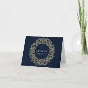 Printable Navy Blue & Gold Mandala Dankeschön Kart Dankeskarte