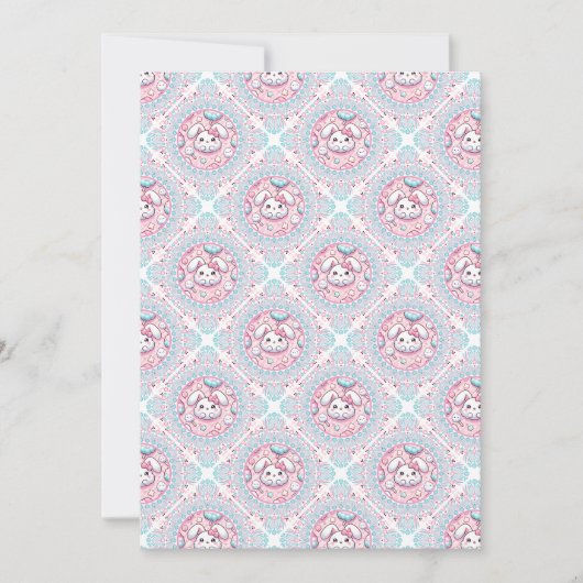 Printable Niedlich Pastel Kawaii Bunny Diamond Til Einladung (Vorderseite)