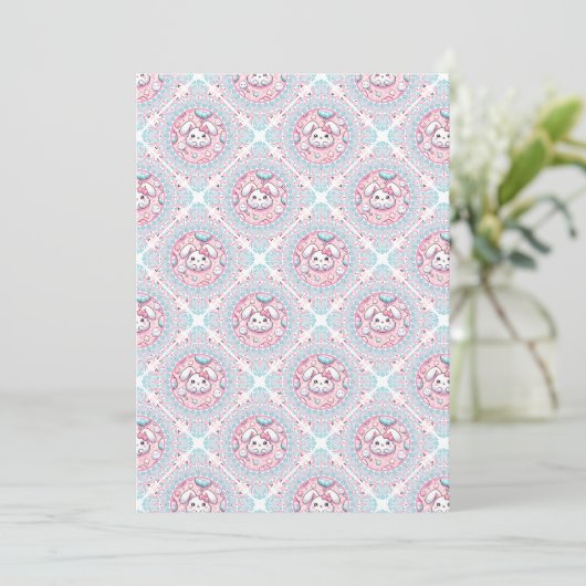 Printable Niedlich Pastel Kawaii Bunny Diamond Til Einladung (Stehend Vorderseite)