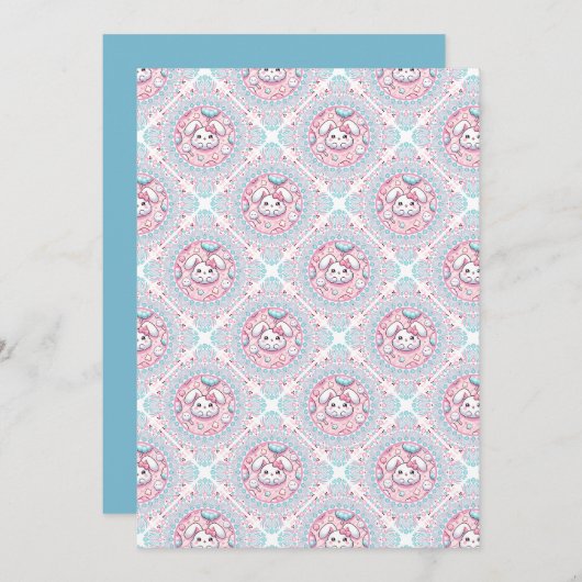 Printable Niedlich Pastel Kawaii Bunny Diamond Til Einladung (Vorne/Hinten)