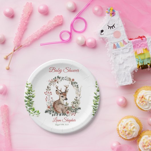 Printable Niedliche Wald Forest Baby Deer Dusche Pappteller (Party)