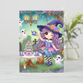 Printable Niedliche Whimsical Hexenhals Halloween  Einladung (Stehend Vorderseite)