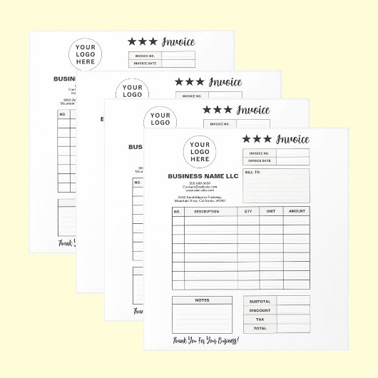 Printable Order Form, Custom Business Logo Invoice Notizblock