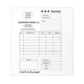 Printable Order Form, Custom Business Logo Invoice Notizblock (Vorderseite)