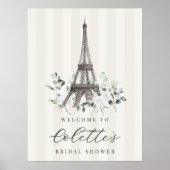 Printable Paris Bloom Brautparty Begrüßungszeichen Poster (Vorne)