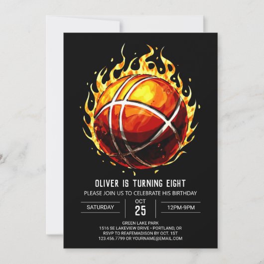 Printable Pastel Boy Basketball Geburtstag Einladung (Vorderseite)