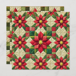 Printable Patchwork Poinsettia Star Scrapbooking Einladung