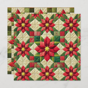 Printable Patchwork Poinsettia Star Scrapbooking Einladung