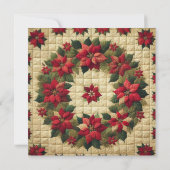 Printable Patchwork Poinsettia Wreath Scrapbooking Einladung (Rückseite)