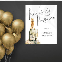 Printable Pearls Prosecco Willkommen im Hen Party