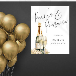 Printable Pearls Prosecco Willkommen im Hen Party Poster