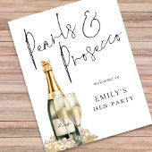 Printable Pearls Prosecco Willkommen im Hen Party Poster