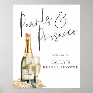 Printable Pearls Prosecco Willkommen in Brautparty Poster