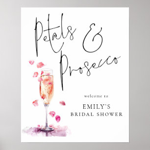 Printable Petals Prosecco Willkommen in Brautparty Poster