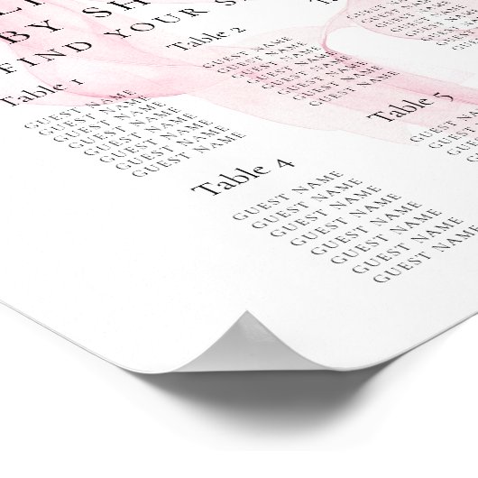 Printable Pink Bow Baby Shower Seating Chart Poster (Ecke)