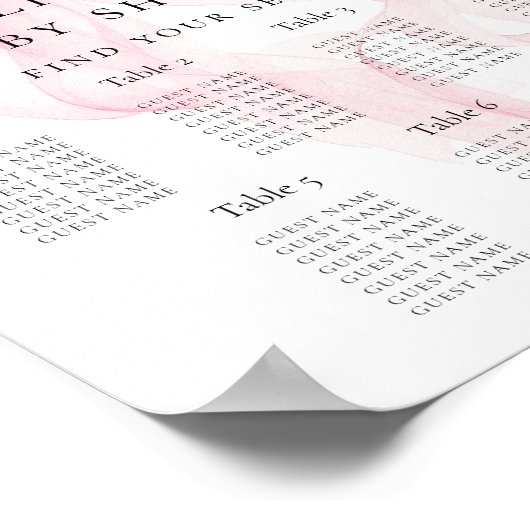 Printable Pink Bow Baby Shower Seating Chart Poster (Ecke)