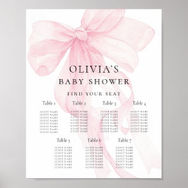 Printable Pink Bow Baby Shower Seating Chart Poster