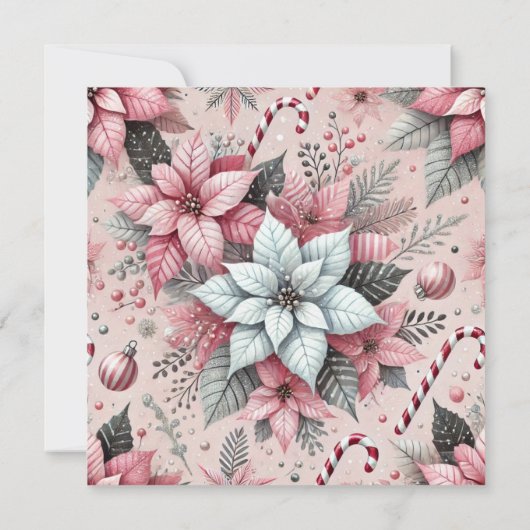 Printable Pink Candy Cane Poinsettia Scrapbook Einladung (Rückseite)