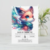 Printable Playful Fox Birthday Einladung (Stehend Vorderseite)