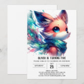 Printable Playful Fox Birthday Einladung (Vorne/Hinten)