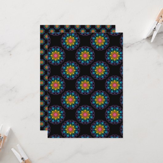 Printable Rainbow Mandala Dots Scrapbook Paper Einladung (Vorderseite/Rückseite Beispiel)