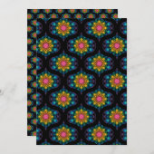 Printable Rainbow Mandala Retro Scrapbook Paper Einladung (Vorne/Hinten)