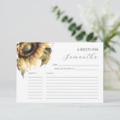 Printable Recipe Cards Aquarellfarben Sonnenblumen Einladung (Stehend Vorderseite)
