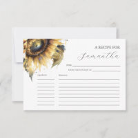 Printable Recipe Cards Aquarellfarben Sonnenblumen