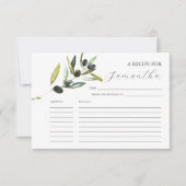 Printable Recipe Cards Watercolor Olive Branch Einladung (Vorderseite)