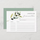 Printable Recipe Cards Watercolor Olive Branch Einladung (Vorne/Hinten)